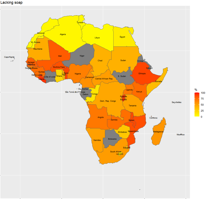 Hundreds of millions of Africans lack basic means of preventing SARS-CoV-2 transmission, study.