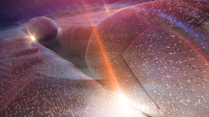 Molecular device turns infrared into visible light.