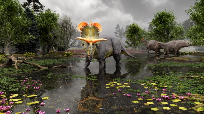 Newly discovered dinosaur boasts big, blade-like horns