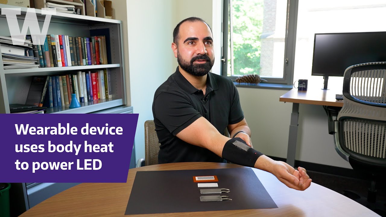 UW researchers develop a stretchable, wearable device that lights up an LED using only the warmth of your skin