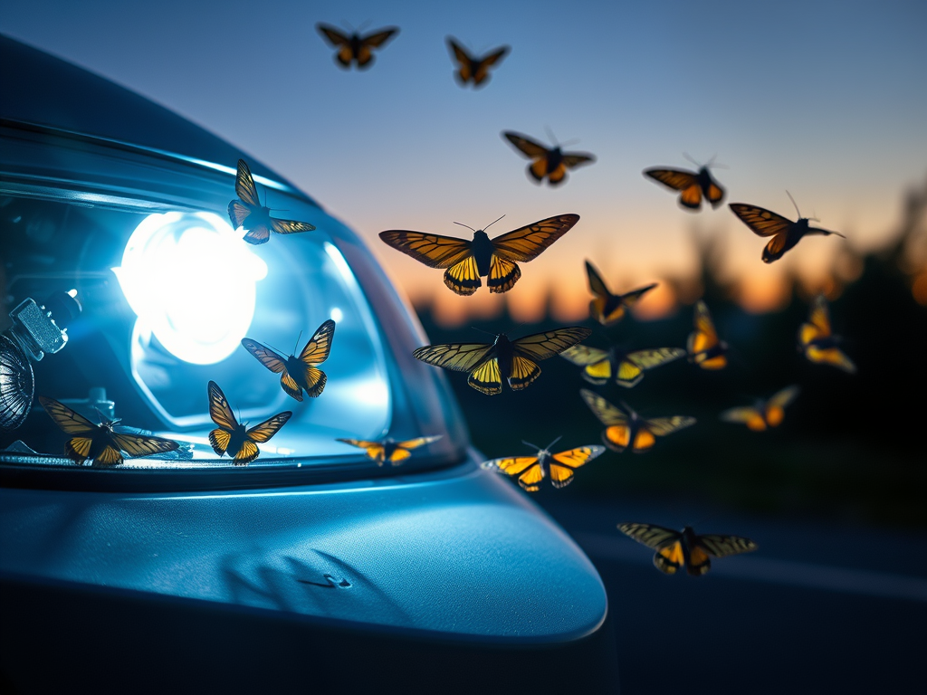 ‘Cool’ white car headlights more likely to dazzle moths