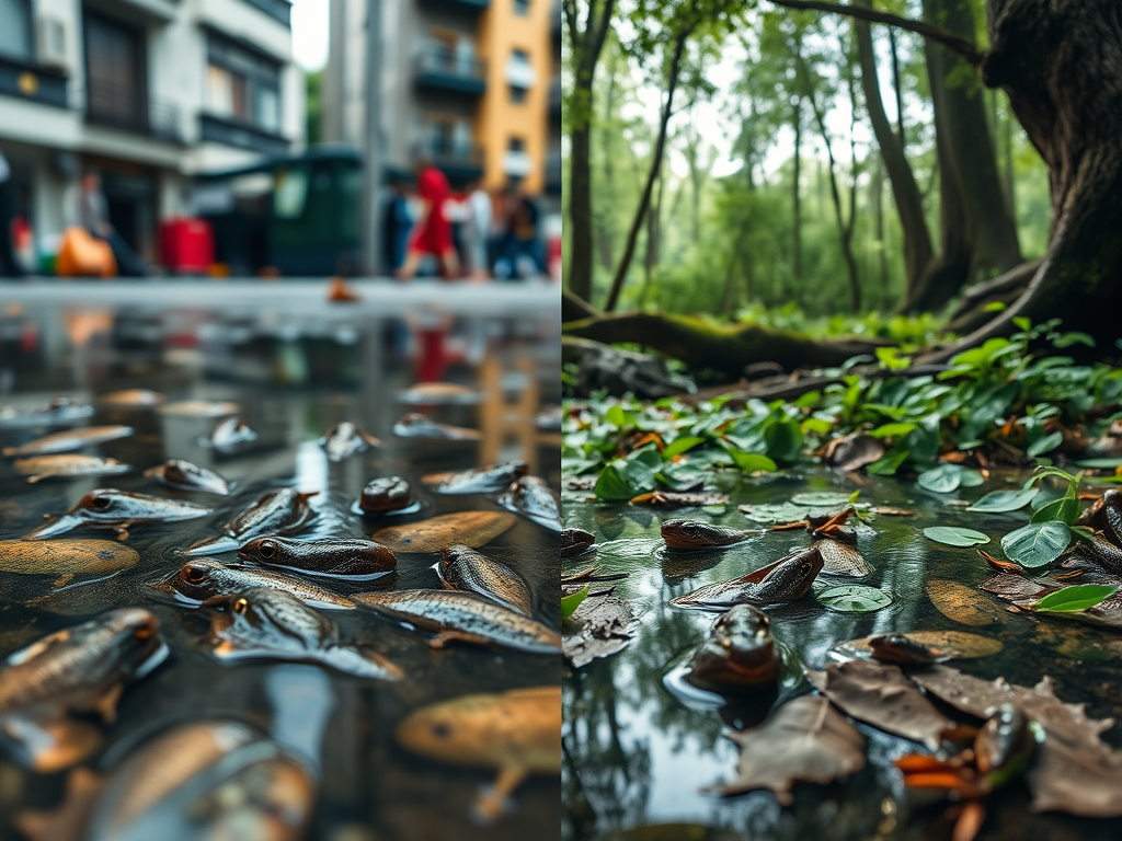 Túngara frog tadpoles that grew up in the city developed faster but ended up being smaller