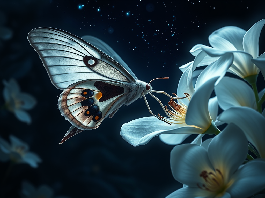 Secret night operations between moths and colored-nectar flowers