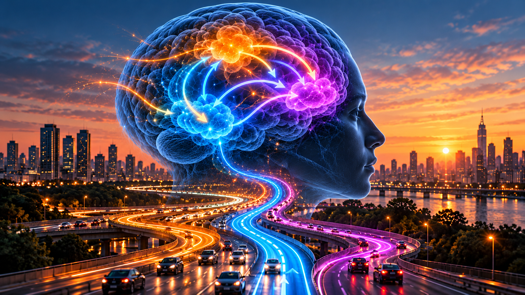 The Brain Doesn’t Pick One Goal at a Time — It Blends Them, Continuously, Like a GPS Rerouting in Traffic